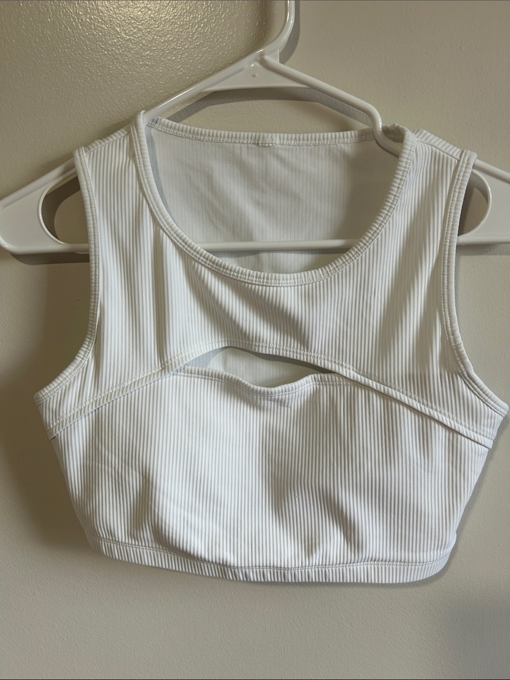 Nordstrom White Ribbed Cutout Crop Tank